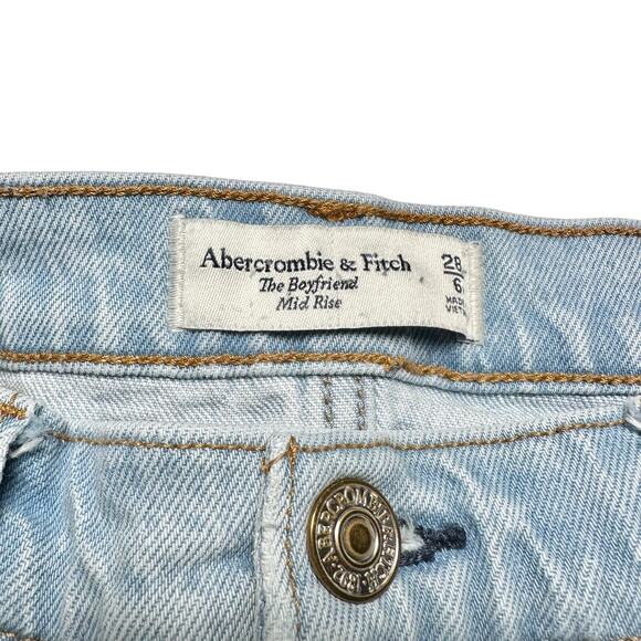 Abercrombie & Fitch | Women | The Boyfriend Mid Rise Distressed Jeans | Sz 28 6R - Picture 7 of 12